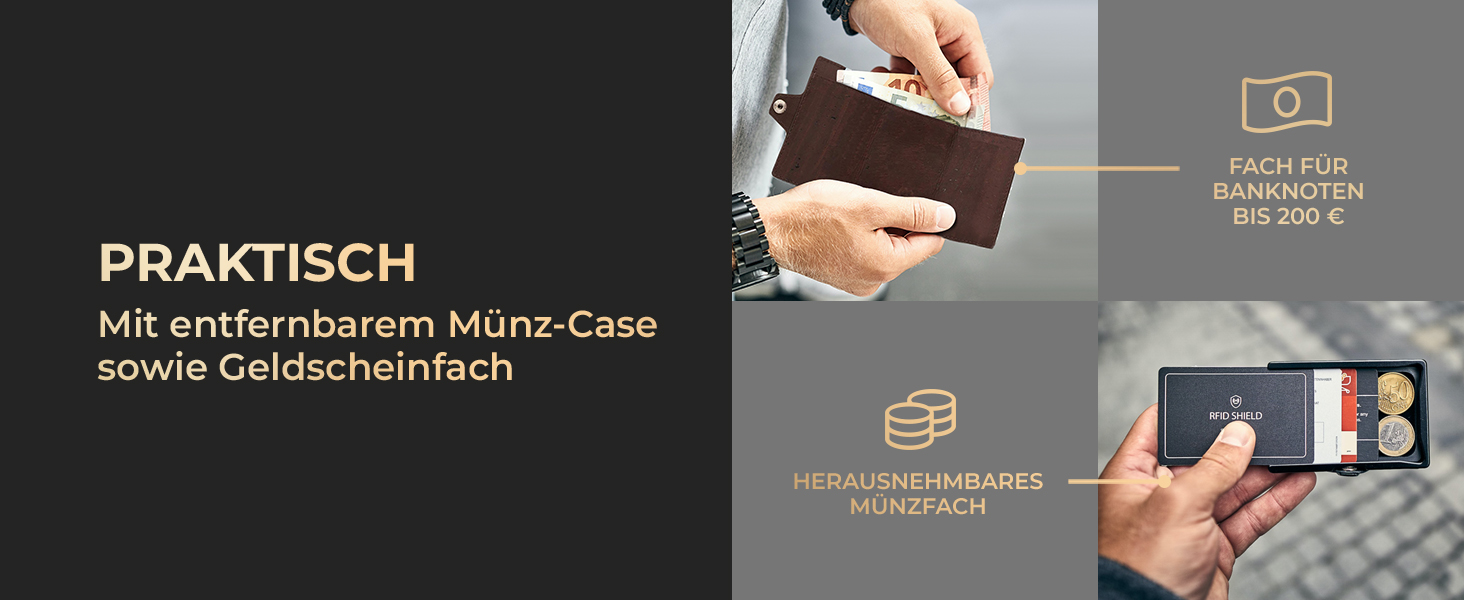 ZNAP® Slim Wallet - Тонкий картхолдер для чоловіків з RFID захистом, чорний (12 карт)