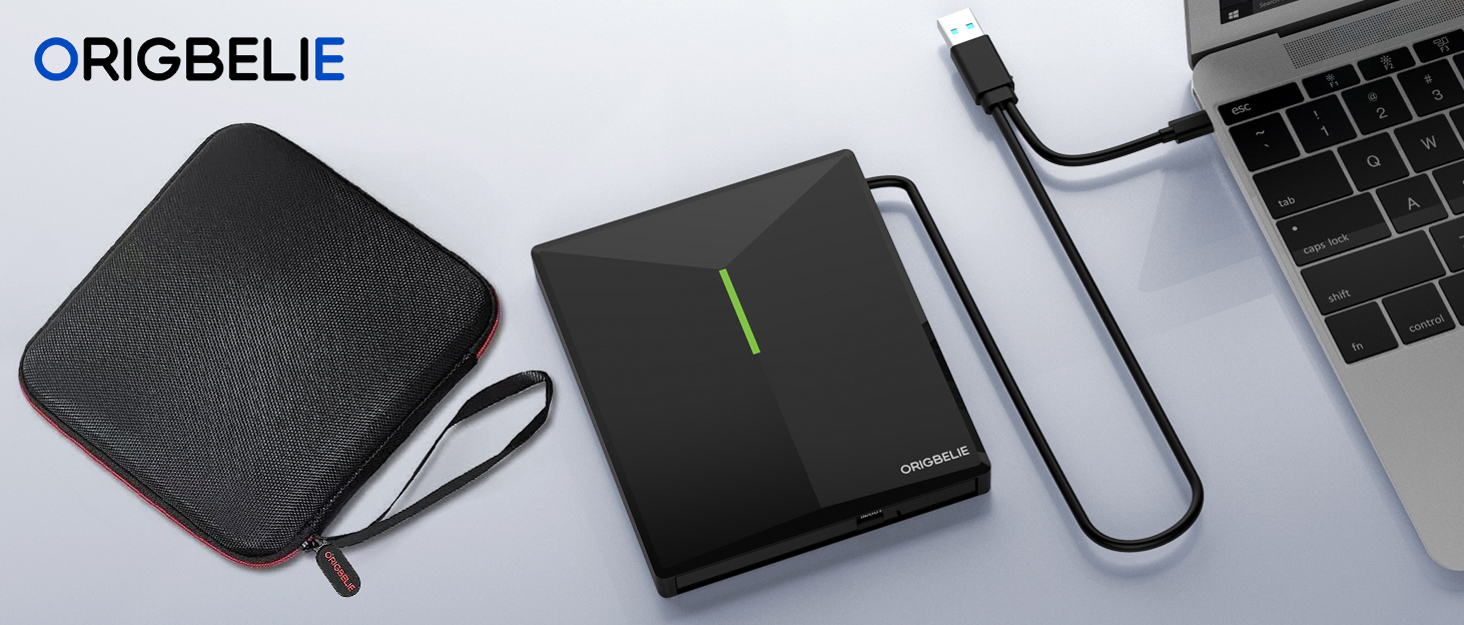 Зовнішній DVD-записувач ORIGBELIE 6 в 1, USB 3.0 CD/DVD ROM +/-RW привід для ноутбука, ПК, Mac OS, Windows 11/10/8/7, Linux
