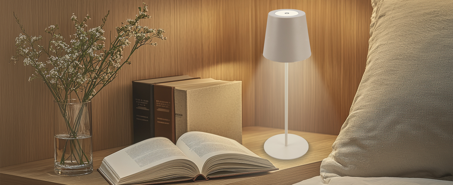 Світлодіодна настільна лампа Briloner бездротова з сенсорним керуванням, димування, регульована висота, бежева 36x10.5 см