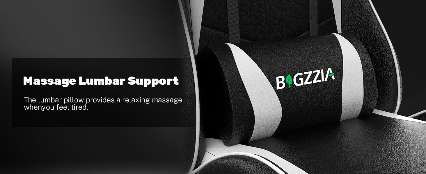 Ігрове крісло Bigzzia Gaming Stuhl ергономічний геймерський стілець з підставкою для ніг, білий