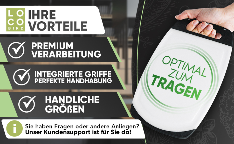Набір дощок для сніданку Loco Bird (6 шт.) 25x16 см, пластик BPA Free, миючі в посудомийній машині, білий