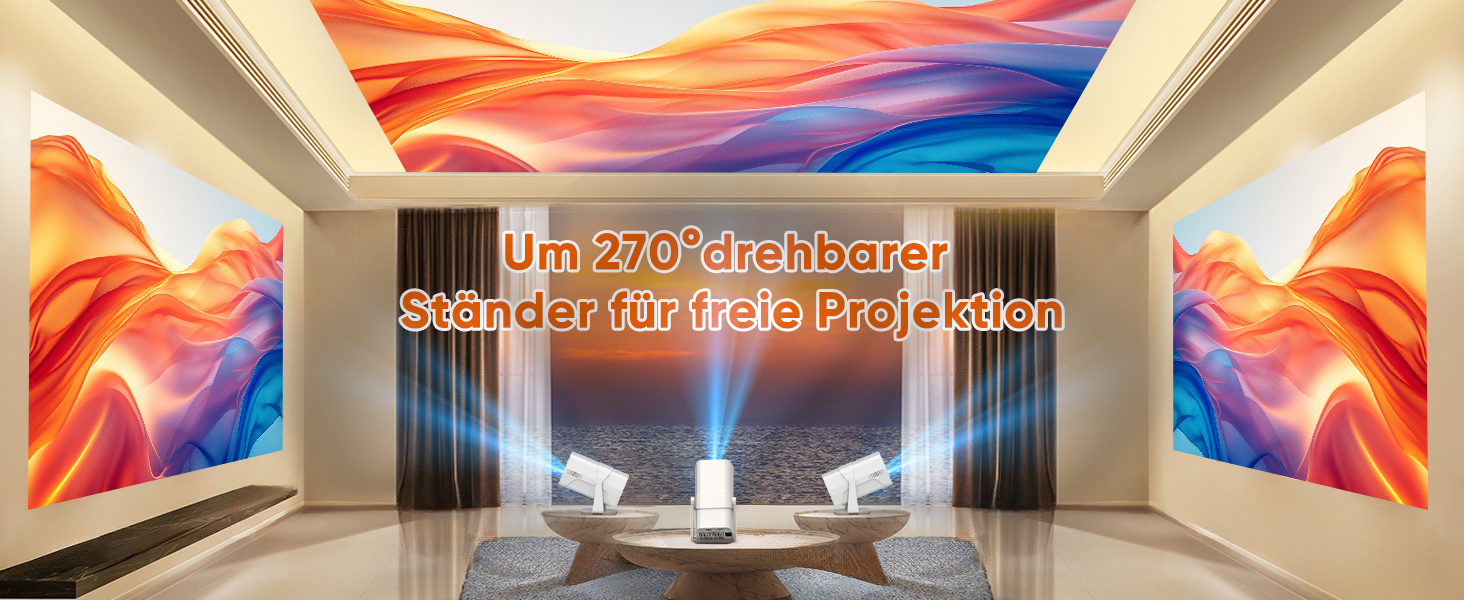 Mini проєктор Beamer з WiFi Bluetooth, 1080P Full HD, підтримкою Netflix, електричний, з автофокусом та автоматичною корекцією трапеції, 270° обертання для домашнього кінотеатру