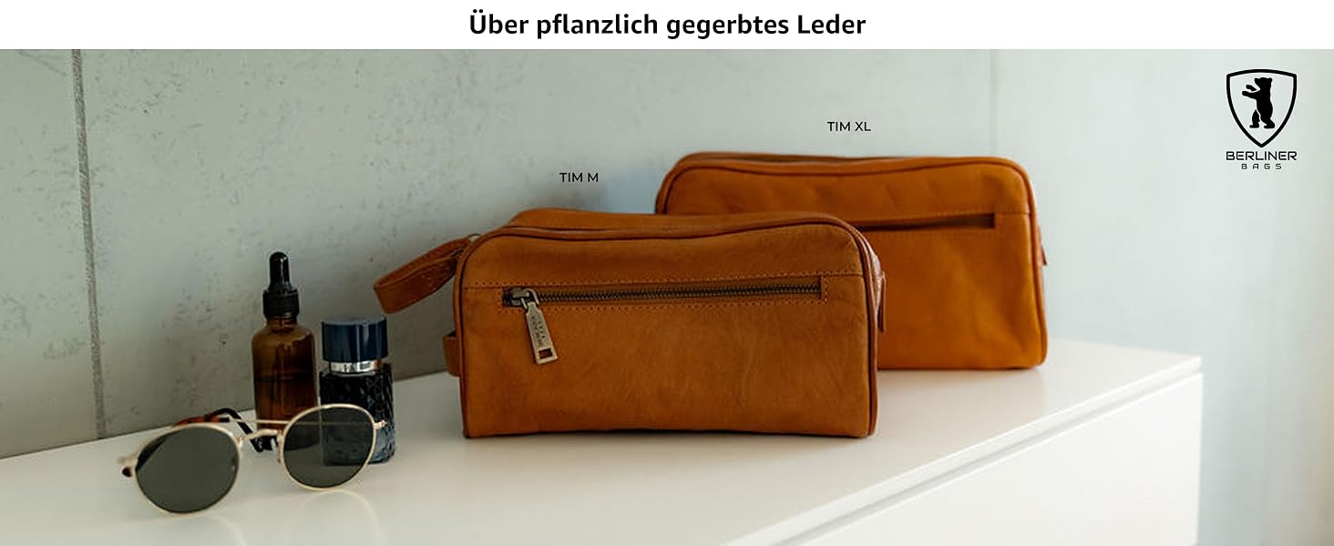 Шкіряна косметичка Berliner Bags Vintage Kulturbeutel Tim XL для чоловіків та жінок, коричнева