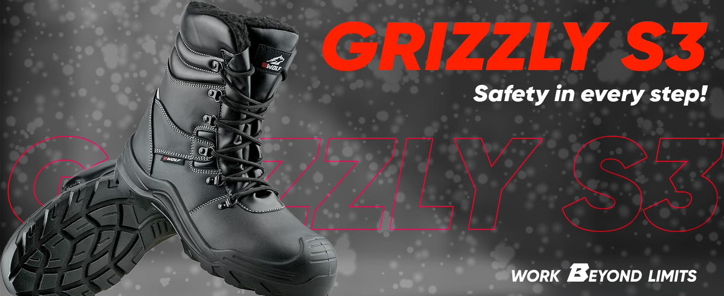 Черевики робочі зимові чоловічі BWOLF GRIZZLY S3, водонепроникні, оліостійкі, антиковзаючі, з Reflect-технологією та ергономічною підошвою, 40 EU, чорні