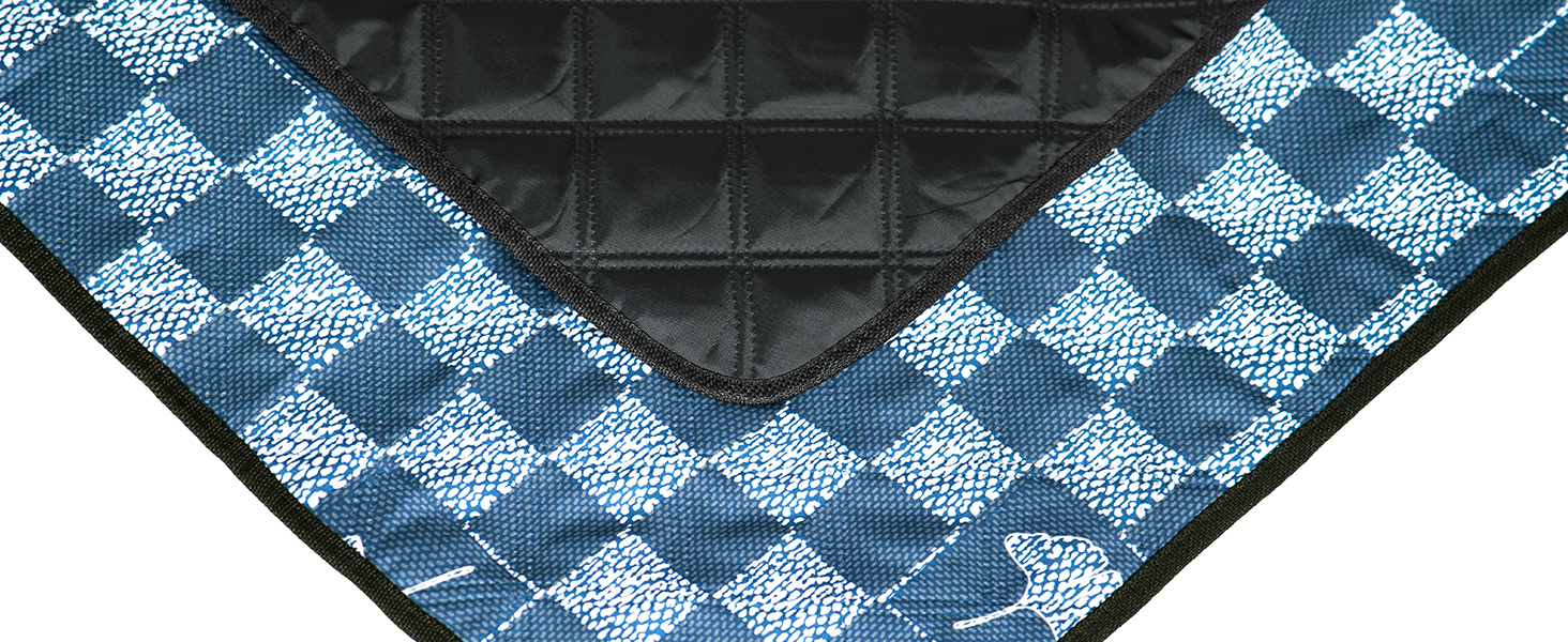 Плед для пікніка Oak & Tea 200x200 см, водонепроникний, ізолюючий, XXL, складаний килимок для пляжу, кемпінгу, подвір'я з міцного Оксфорду (джинсово-синій)