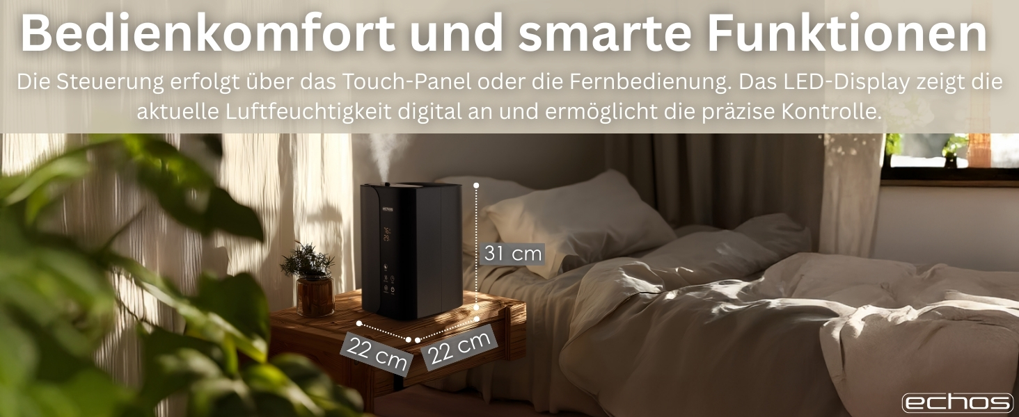 Зволожувач повітря Steinborg® 5 літрів, ультразвуковий, з пульт дистанційного керування, очищувач повітря, гігрометр, LED-дисплей, тихий, потужний, 350 мл/год, відсік для арома-масел, таймер, автовимкнення