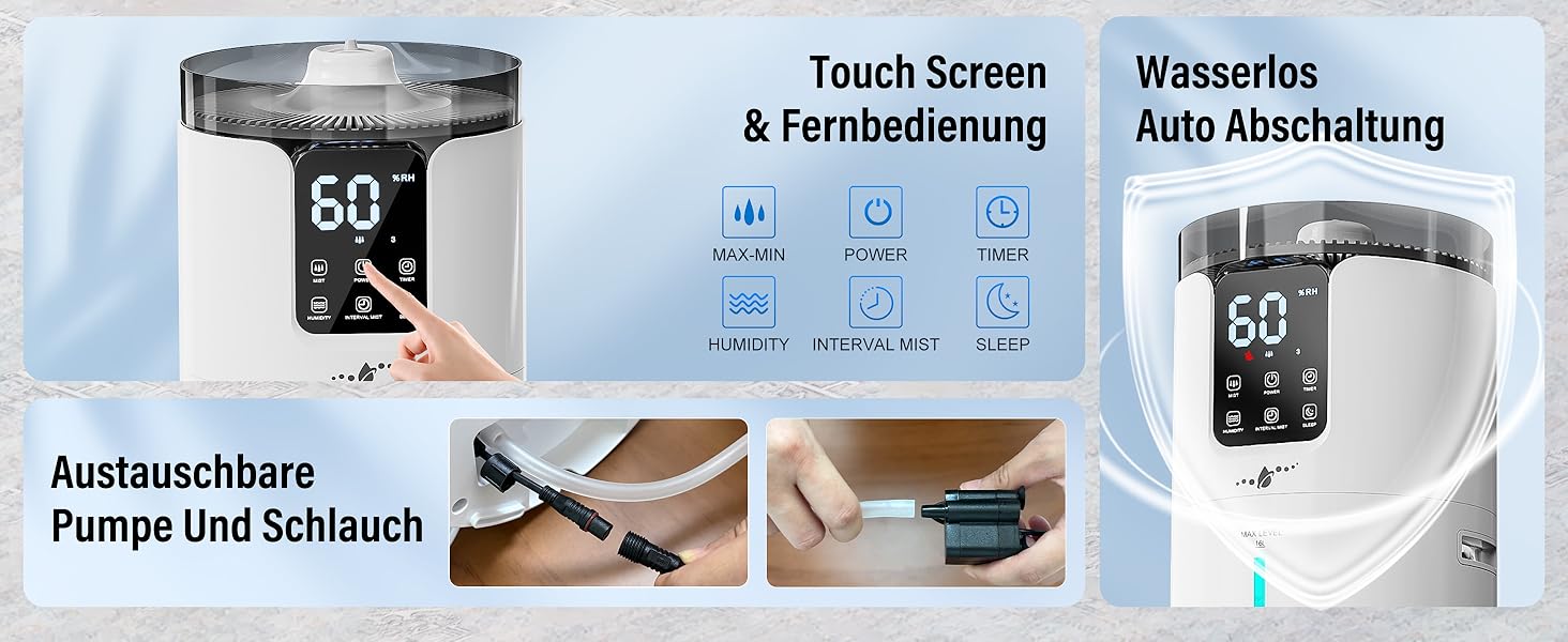 Ультразвуковий зволожувач повітря для великих приміщень 16 л, верхній залив, тихий, 1000 мл/год, до 100 м², з прохолодним туманом та аромадіфузором, для дитячої кімнати, офісу, рослин, білий