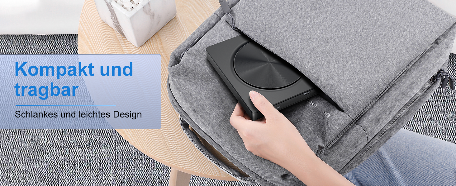 Зовнішній CD/DVD привід USB 3.0 та USB-C, оптичний накопичувач CD/DVD +/-RW ROM Brenner для ноутбука, ПК, MacBook, iMac (Windows, MacOS, Linux)