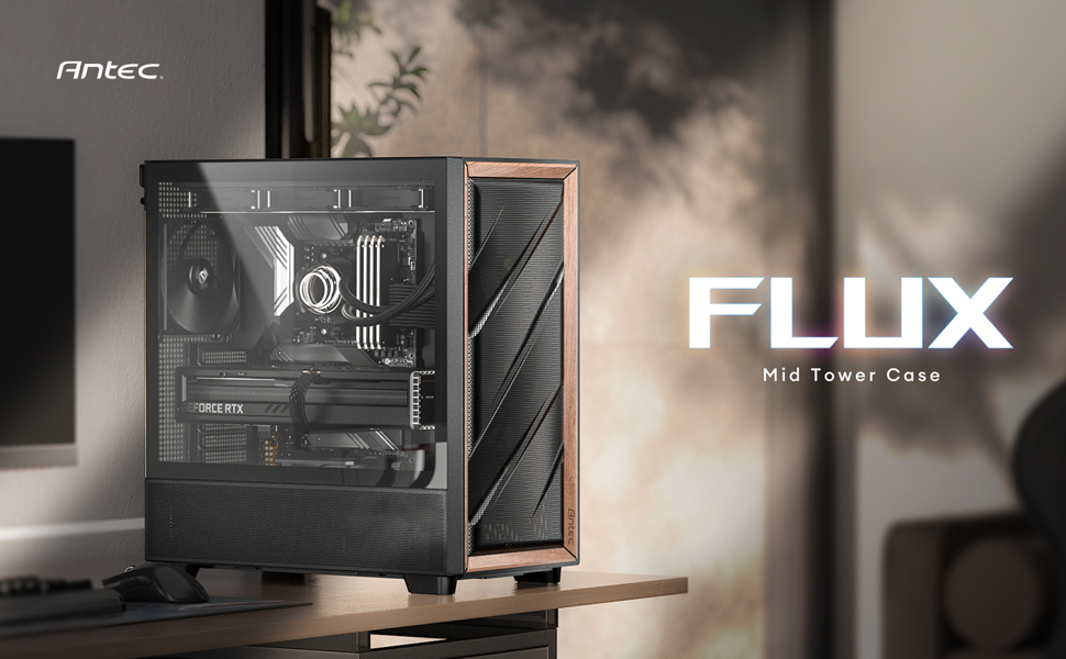 Корпус для ПК Antec Flux Midi Tower, чорний матовий, Gaming Case