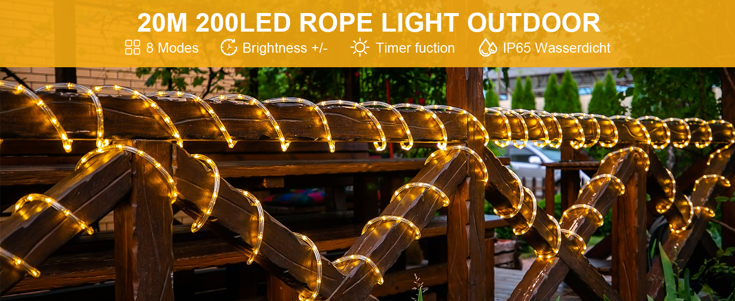 Ланцюжок прикрас LED 144 шт. для зовнішнього та внутрішнього використання, тепле біле світло, з пультом, таймером, 8 режимів, вологостійкий, для саду, будинку, балкона, ялинки