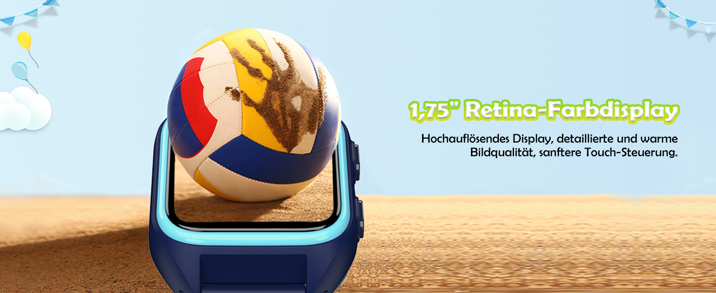 Дитячий розумний годинник з SIM-карткою, GPS-трекер, SOS, 4G, ліхтарик, IP67, для дівчаток та хлопчиків, блакитний