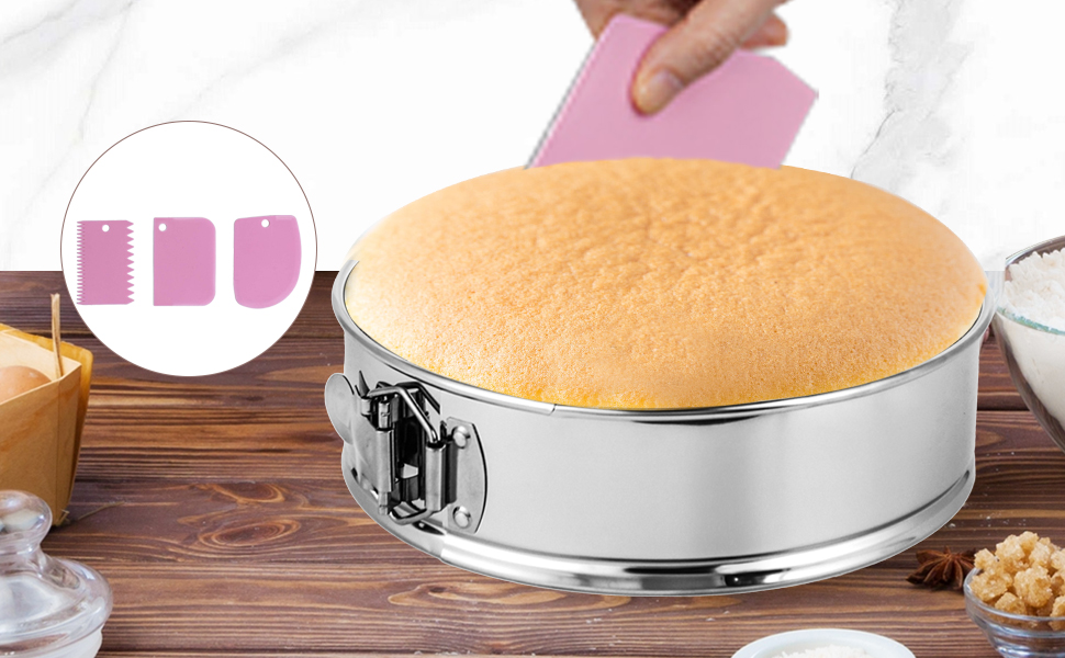 Форма для випічки Hikaproligt з нержавіючої сталі, Ø 26 см, кругла, з антипригарним покриттям та захистом від протікання, знімний дно, для чізкейків та тортів