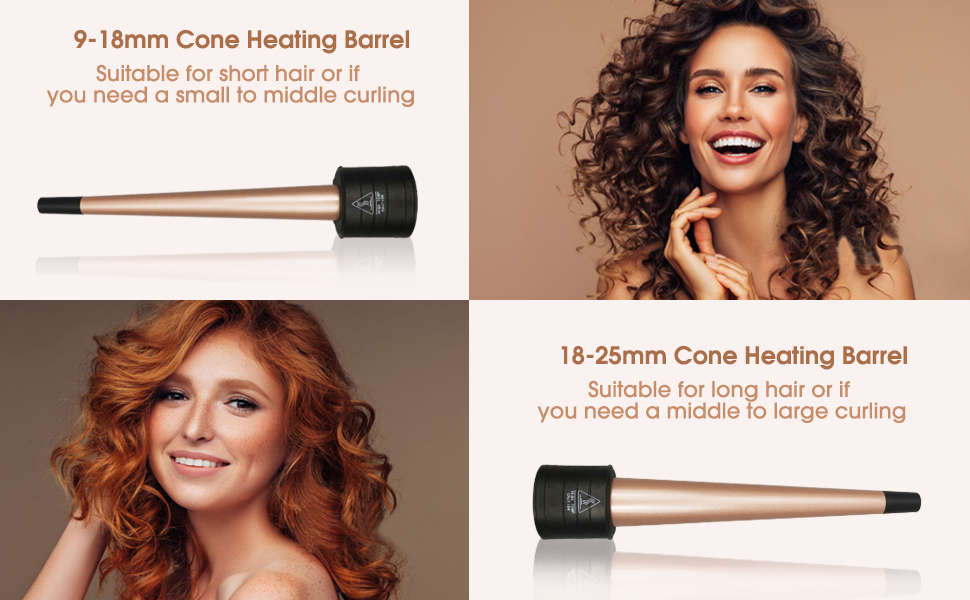 Welleneisen Janelove 3 Fässer: керамічний локон для волосся 10-32 мм, 180°C/210°C, 5 в 1, з рукавичкою (Чорний)