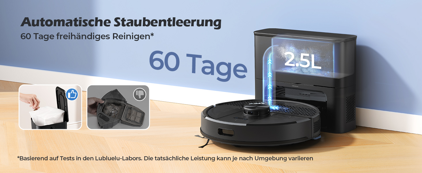 Робот-пилосос Lubluelu SL68 Plus 3-в-1 з вологою, 4500Pa, лазерна навігація, керування через додаток, 24 зони заборони, для тварин, килимів