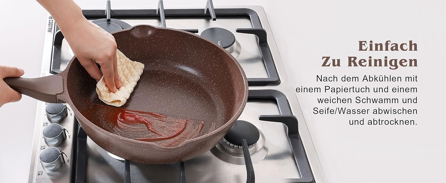 Сковорода SENSARTE з керамічним антипригарним покриттям, 28 см, швейцарське гранітне покриття, для приготування омлетів, сумісна з газовою та індукційною плитами, без PFOA/PTFE/PFAS, білий колір