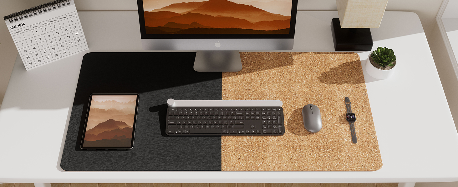 Підкладка для столу Aothia з натурального корку та PU-шкіри, 65x35 см, бежева