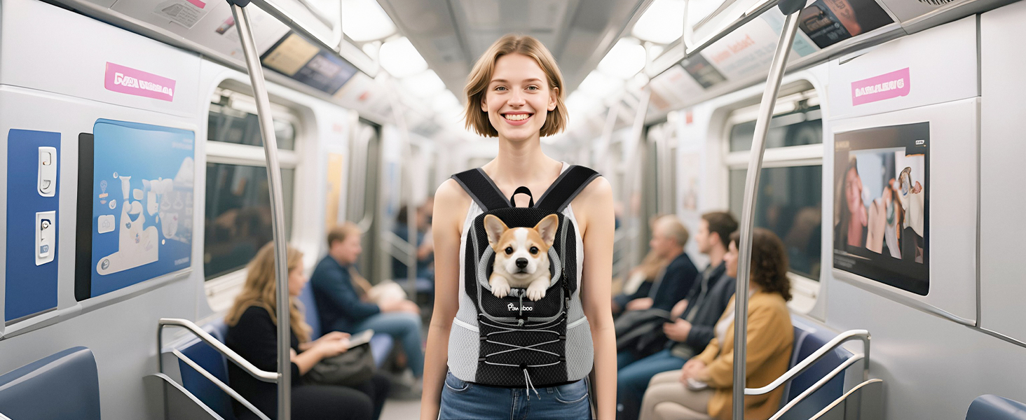Рюкзак для тварин Pawaboo: переноска для собак та котів, чорний, M, дихаючий, зручний, для подорожей