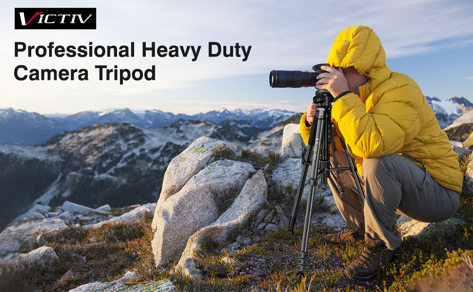 Штатив для камери Victiv 182см з алюмінію: трипод, монопод, 360° кулькова головка, 2 швидкісні пластини для DSLR - чорний
