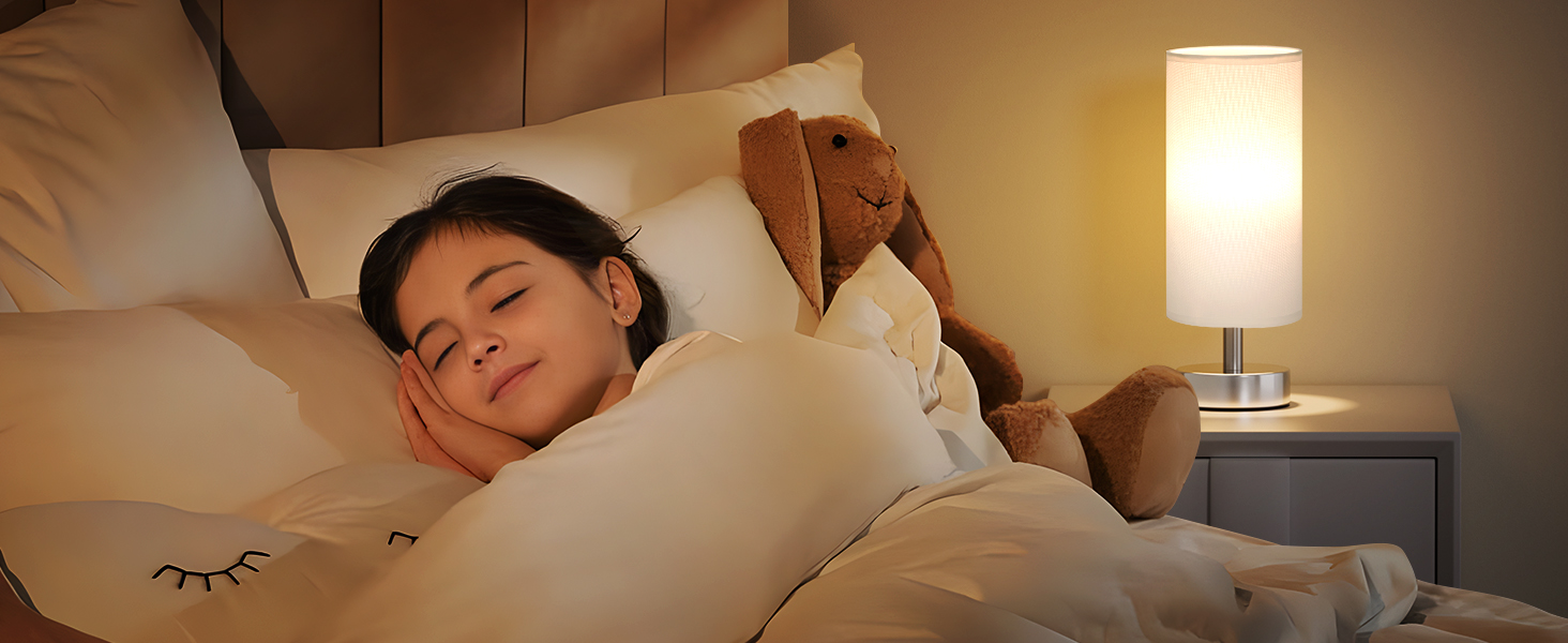 Нічна лампа Kakanuo з 3 колірними температурами, біла торшер з вимикачем, льняний абажур, маленька лампа для вітальні, спальні, офісу, дитячої кімнати (LED лампа в комплекті), біло-чорний колір (білий+срібний)