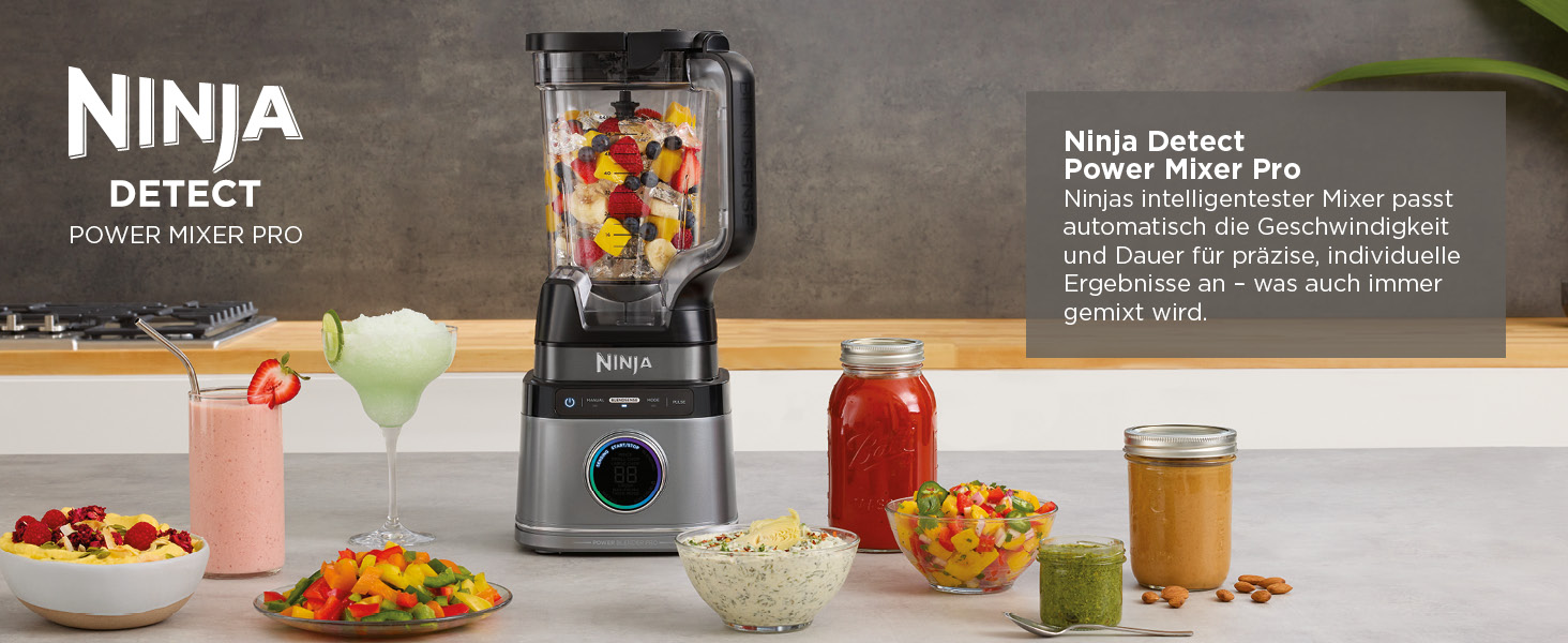 Ninja 2-in-1 Power Detect Pro Mixer with 1.5L Jug & 2 Single-Serve Cups - 1200W, Smoothie, Frozen Drink & Vegetable Chopping Mixer