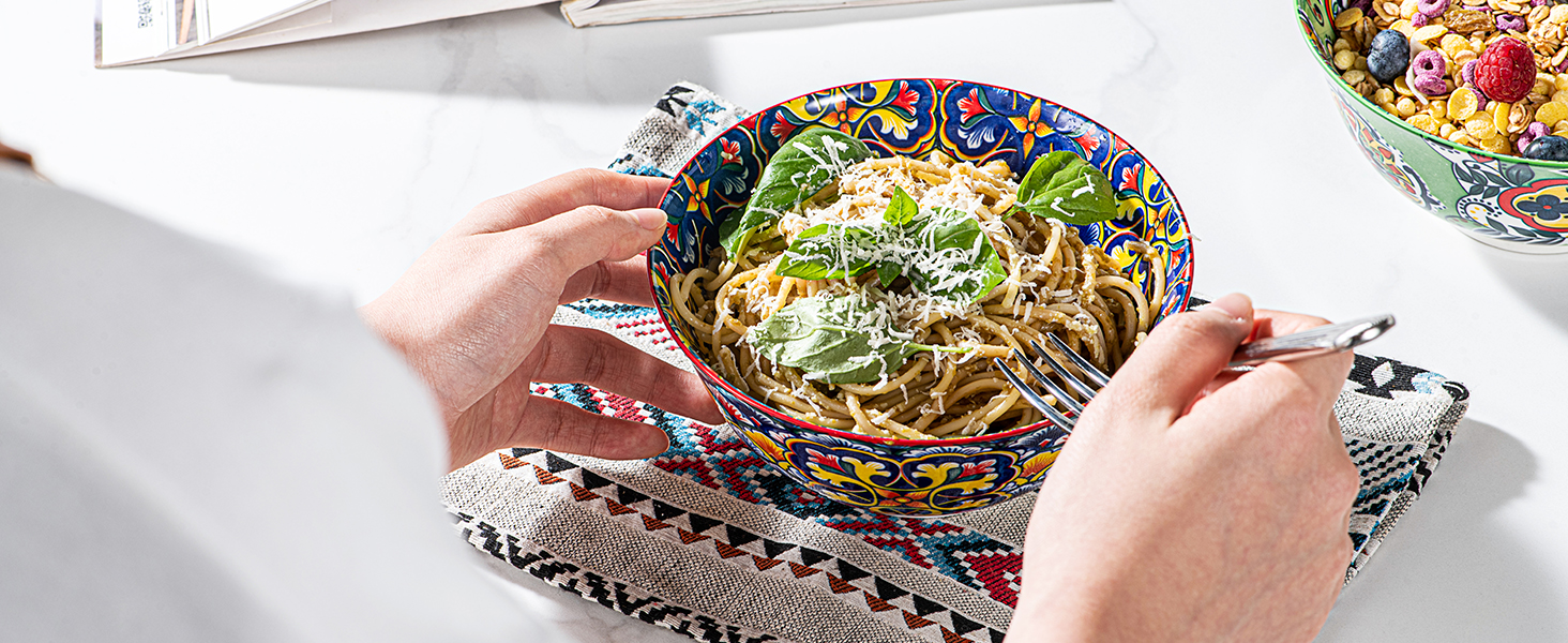 Тарілки для мюслі та супу HENXFEN, 6 шт. - кераміка, богемний стиль