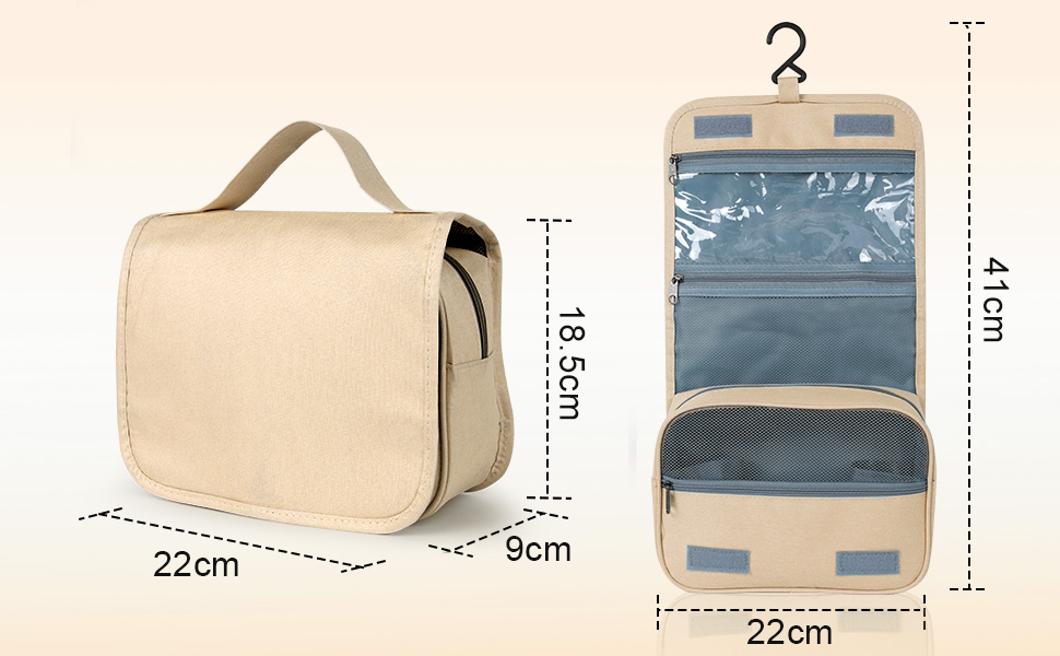 AiQInu Сумка для туалетних речей з гачком, дорожня косметичка-органайзер, унісекс, розкладний, для подорожей, блакитний (жовтий)