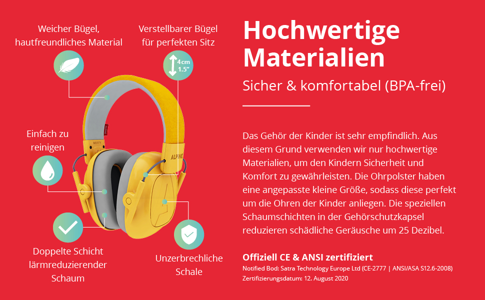 Дитячі навушники шумозахисні Alpine Muffy – комфортний захист вух для дітей до 16 років, жовті