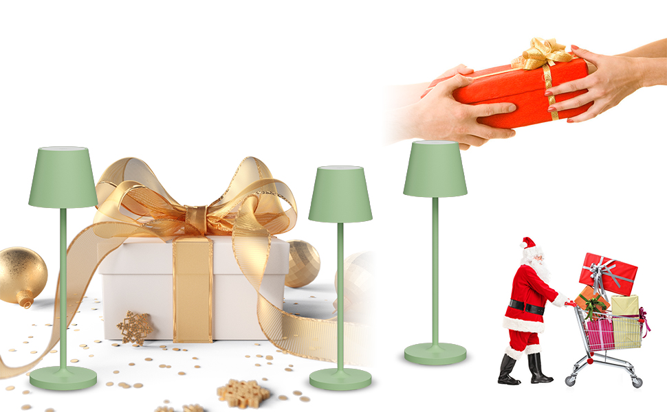 Світлодіодний акумуляторний настільний світильник K-Bright з димером, зелений (2 шт.) | Для дому та вулиці | Тепле біле світло 3000K | Зарядна станція