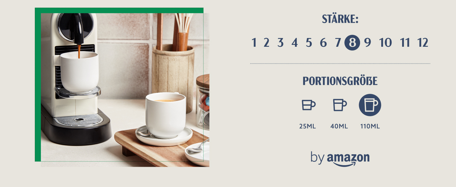 Кавові капсули з алюмінію by Amazon, сумісні з Nespresso, світле обсмажування, Lungo, 100 шт (5 упаковок по 20 шт), сертифікат Rainforest Alliance