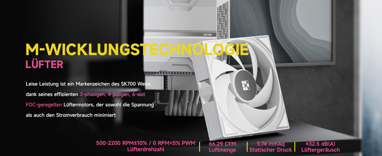 Система охолодження CPU Sudokoo SK700 White для AM5 з 120 мм вентилятором та 7 heatpipes - білий кулер для процесора з повним доступом до RAM, 5 років гарантії