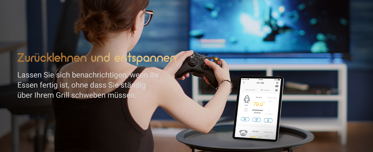 Гриль-термометр Inkbird IBT-26S з Bluetooth 5.1 і Wi-Fi, 4 датчики температури, магнітне кріплення, USB-зарядка, для кухні, духовки, гриля, BBQ, коптильні