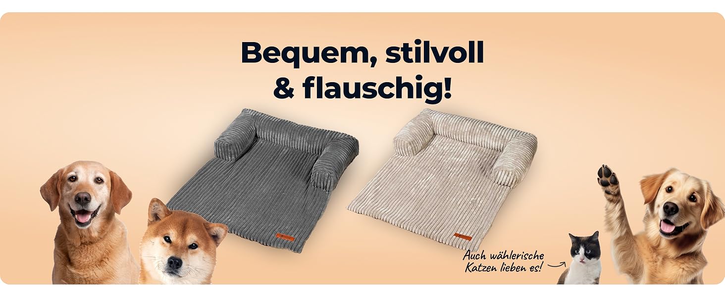 Диванчик для собак Belune Hundecouch Deluxe - миючий, бежевий, L (120x95 см)