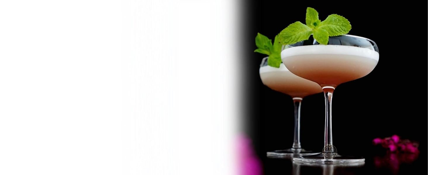 Vemacity Elegant Espresso Martini Glasses 4-Piece Set | Handcrafted Cocktail Glasses Set | Ideal Champagne Bowls and Champagne Glasses | Elegant Coupe for Margaritas & Cocktails | Martini Glasses
