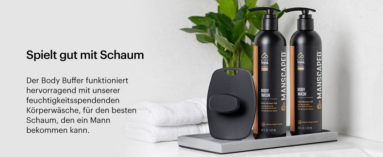 The Body Buffer від MANSCAPED®: силіконовий скрабер для тіла - ефективне очищення та пілінг, ергономічна ручка