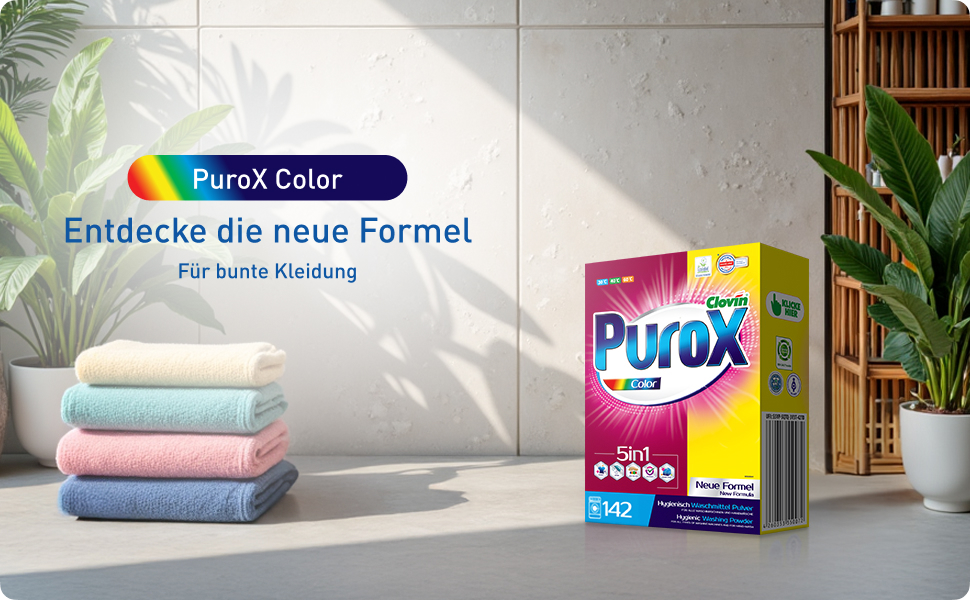 Пральний порошок PUROX Color для кольорових речей, 10 кг, у м'якій упаковці
