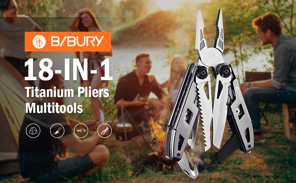 Мультитул BIBURY 18 в 1 з нержавіючої сталі: мультифункціональний інструмент з викруткою, ножем, відкривачкою та карабіном для кемпінгу та ремонту