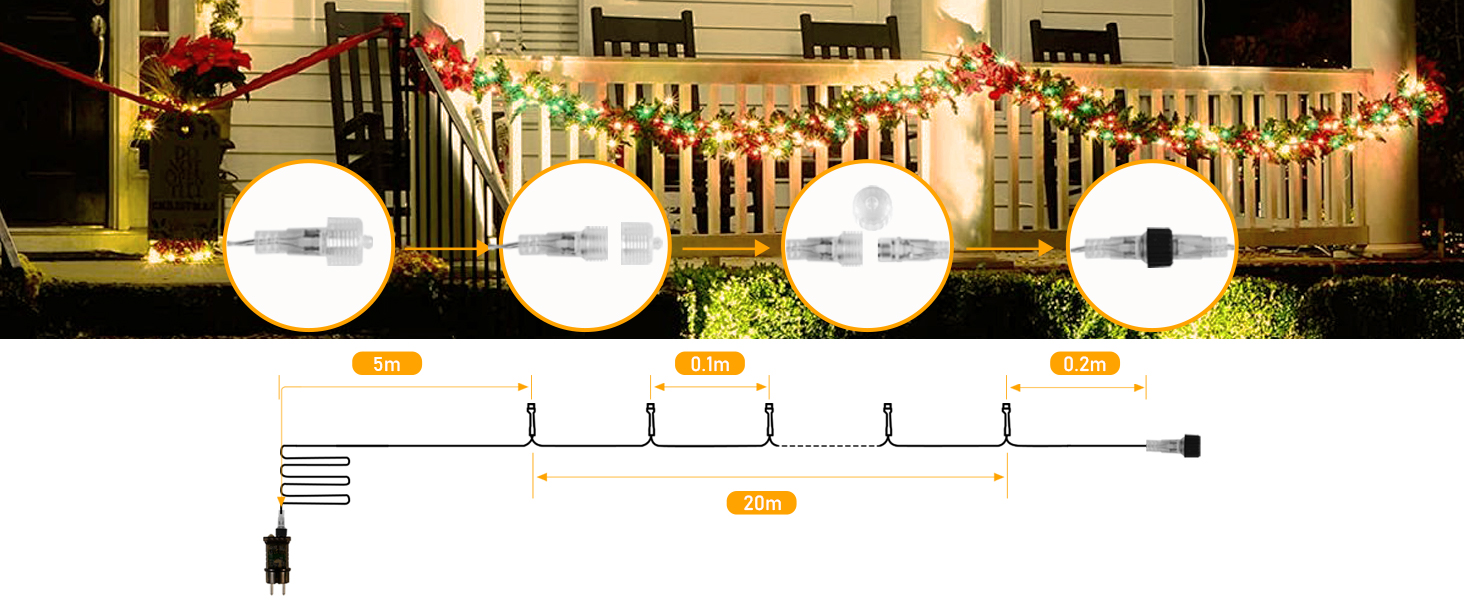 LED гірлянда на батарейках для дому та вулиці, 100 LED, з пультом, таймером, IP65, 25м, тепле світло