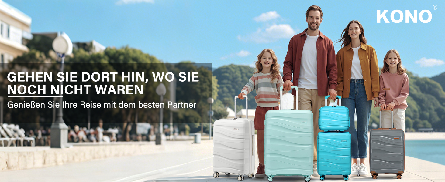 KONO Чемодан середнього розміру 65см з поліпропілену, з TSA замком, 65x46x26.5см (Крем-білий)