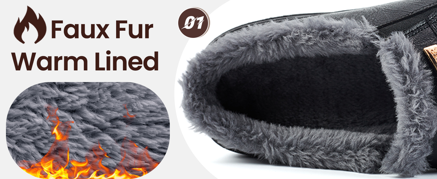 Чоловічі халапи шкіряні зимові теплі з плюшевою підкладкою, чорні, 40 EU