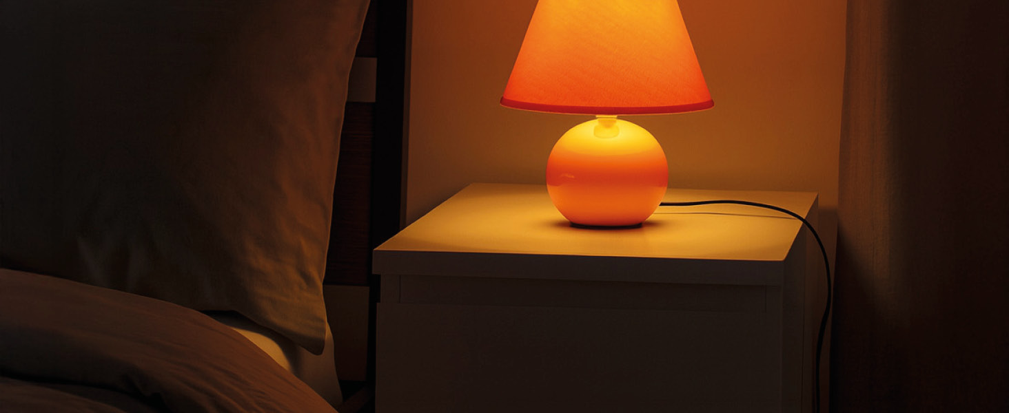 BRILLIANT Primo – стильна настільна лампа з тканинним абажуром, оранжевого кольору, для спальні, вітальні та приліжкового столика, цоколь E14