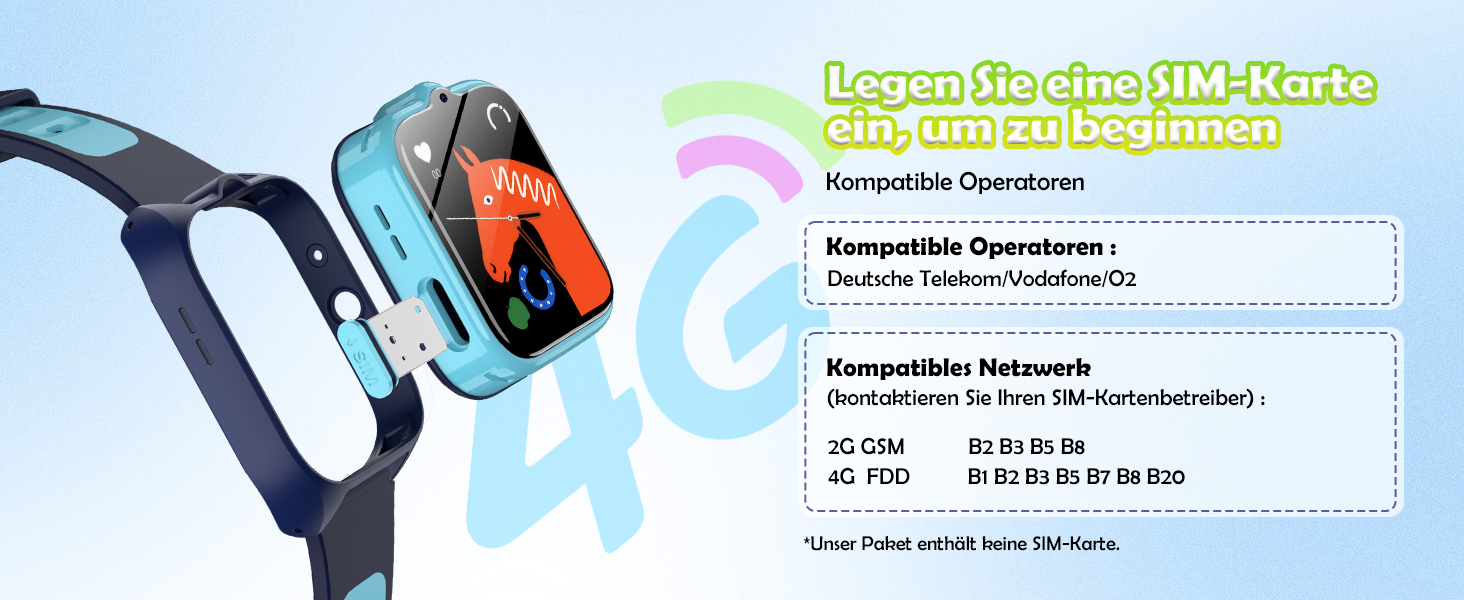 Дитячий розумний годинник з SIM-карткою, GPS-трекер, SOS, 4G, ліхтарик, IP67, для дівчаток та хлопчиків, блакитний