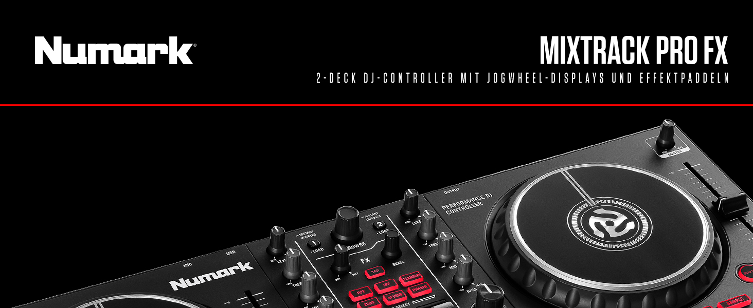 DJ контролер Numark Mixtrack Pro FX з Serato DJ: 2 деки, аудіоінтерфейс, дисплеї Jogwheel та FX-панелі