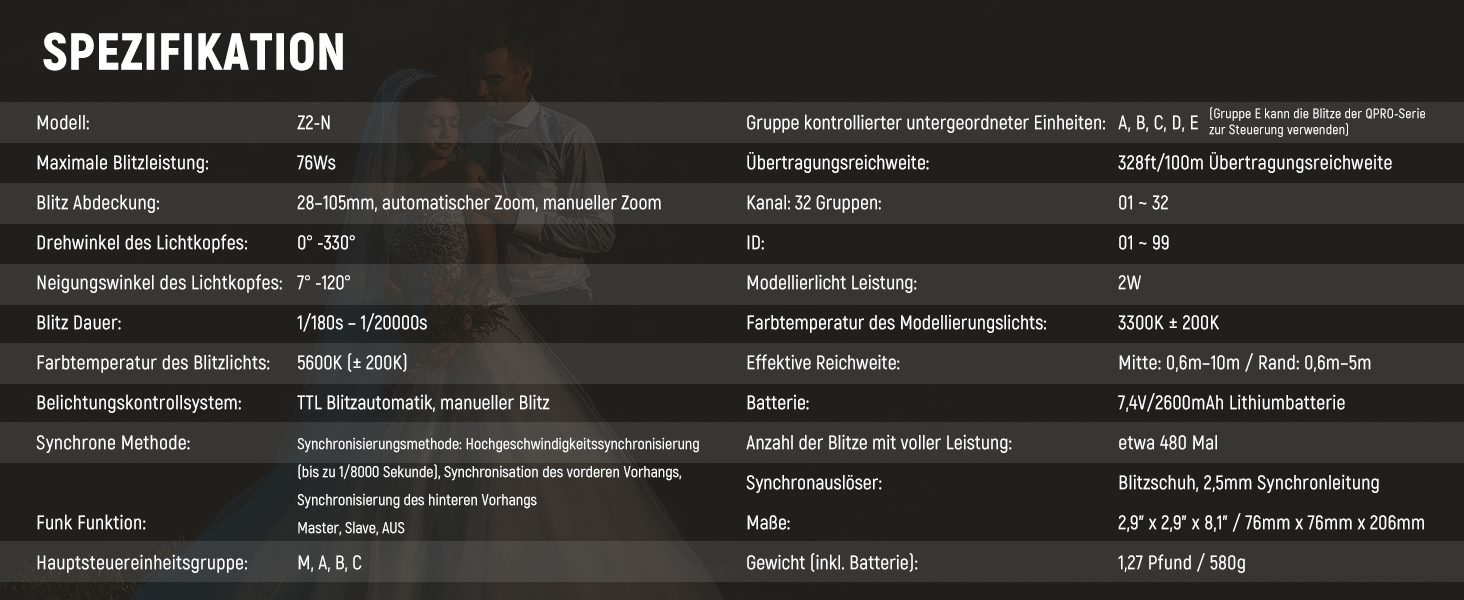 NEEWER Z2-N: Спалахувальний пристрій Speedlite для Nikon з радіосинхронізацією 2.4G, 76W, TTL/M, HSS 1/8000s, 2600mAh