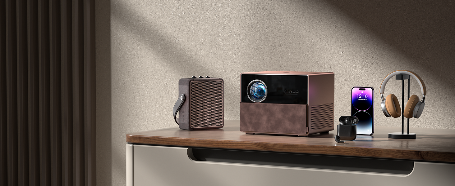 Проектор VOPLLS Mini Beamer 4K 1080P Full HD з автофокусом, корекцією трапеції, WiFi6, Bluetooth, 23000L/29000L для дому та мобільного використання