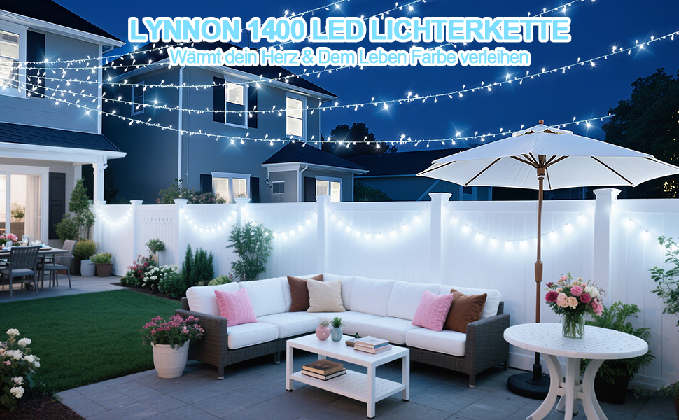 Льод-гірлянда LED 1400 LED: тепле світло, водонепроникна, на батарейках, з пультом, для дому та саду, вечірки, весілля, балкона, ялинки