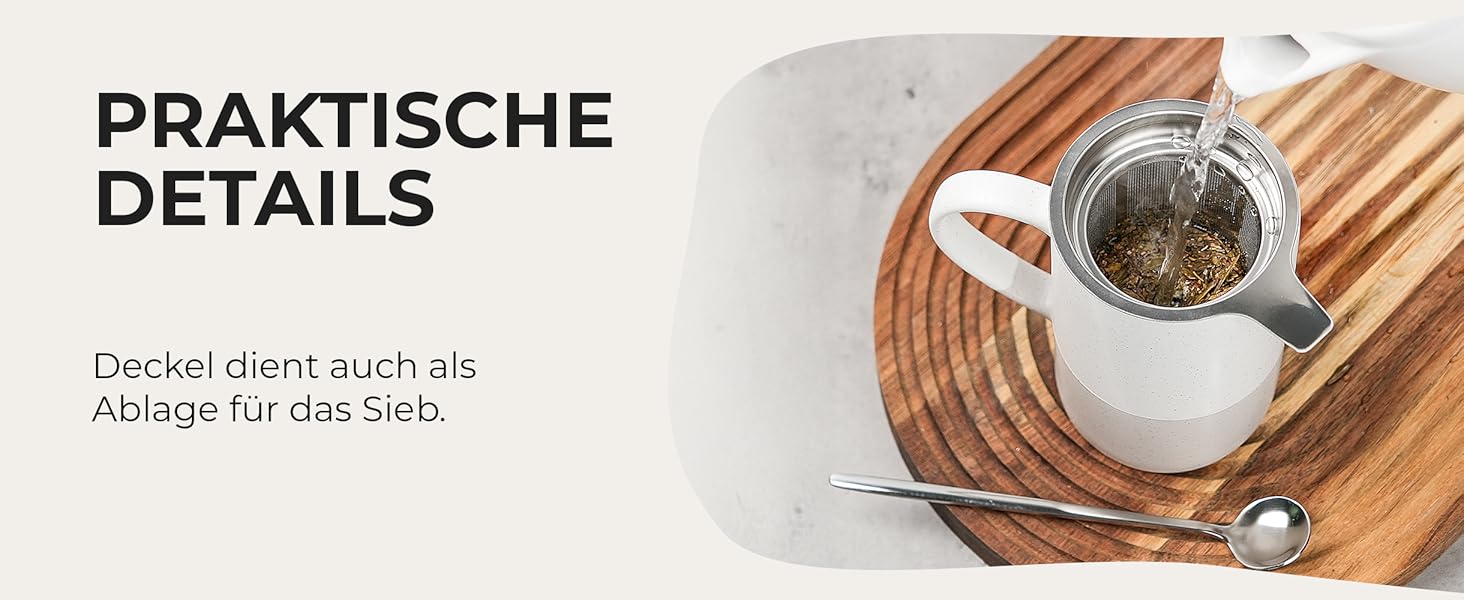 Набір чайних чашок Miamio 2 x 500 мл з кришкою та ситом, з чайним ситечком та ложкою, для заварювання листового чаю, подарунок для жінок, сумісний з мікрохвильовою піччю та посудомийною машиною (сірий)