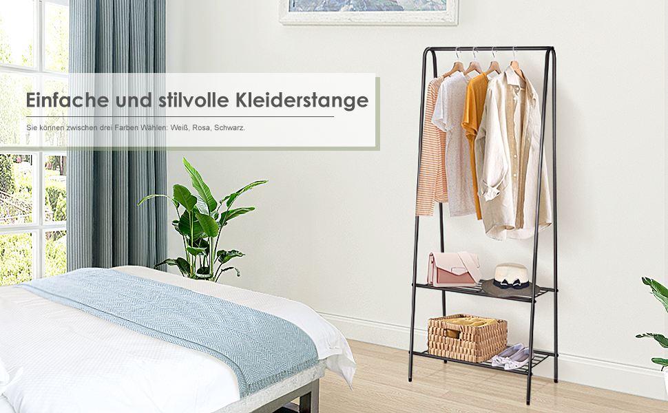 Стійка для одягу на коліщатках, чорна - для зберігання одягу