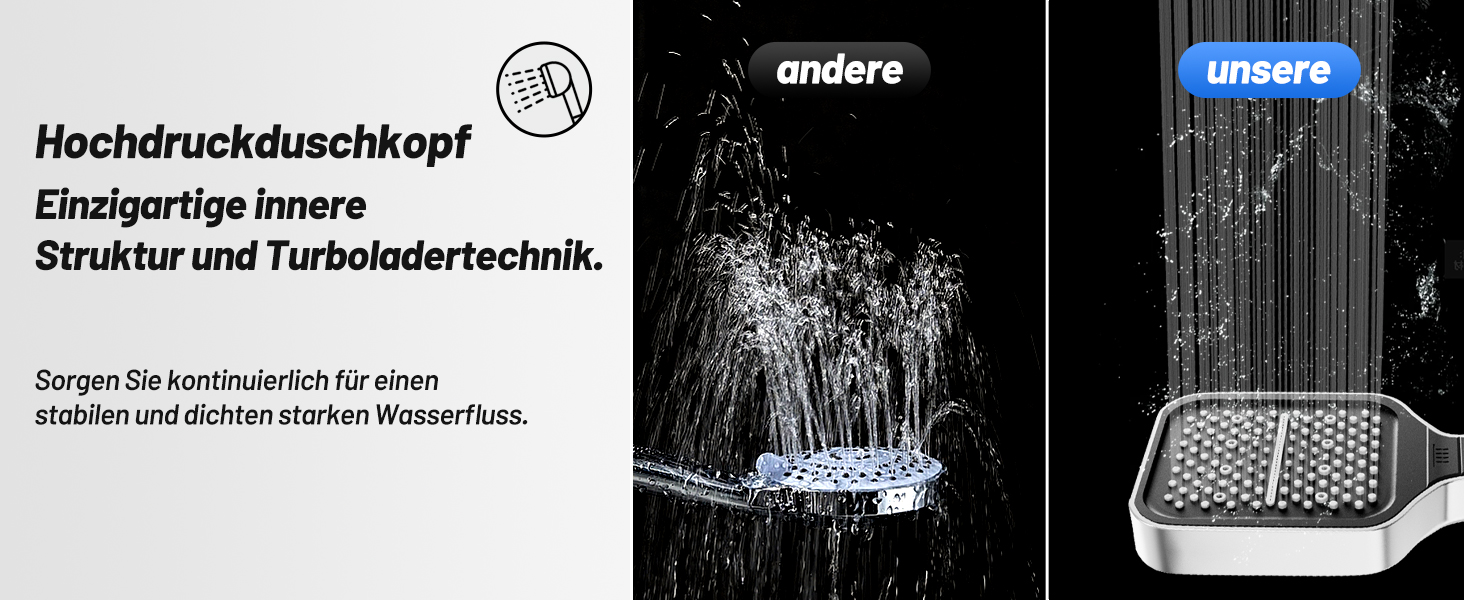 Насадка для душу VEHHE з економним споживанням води, 7 режимів, дощова лійка з кнопкою зупинки, регулюванням однією рукою та силіконовою форсункою, що запобігає засміченню, велика душова лійка, підвищення тиску води (срібна), 7 режимів / срібна