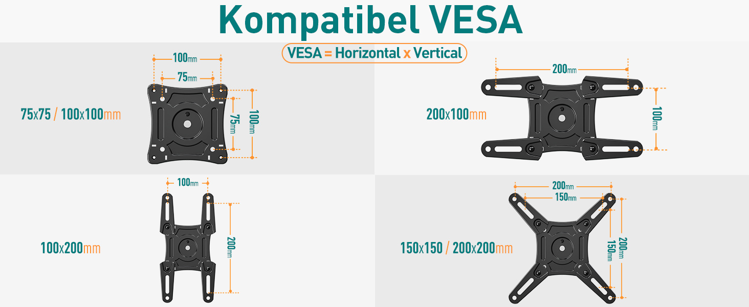ELIVED Adjustable TV Wall Mount for 24-65 inch Flat & Curved TVs - VESA 400x400, 45kg Capacity