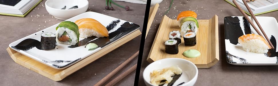 Набір посуду для суші Moritz & Moritz на 2 персони (8 предметів) - набір для сервірування суші з 2 тарілками, мисочками для соусу та палочками